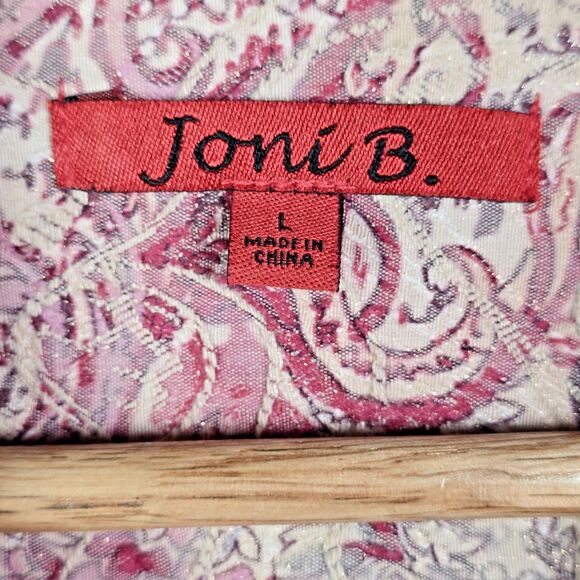 Joni B Blush Rose Paisley Print Shirt Jacket Shacket Large - Picture 4 of 16